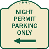 Night Permit Parking Only (With Left Arrow)