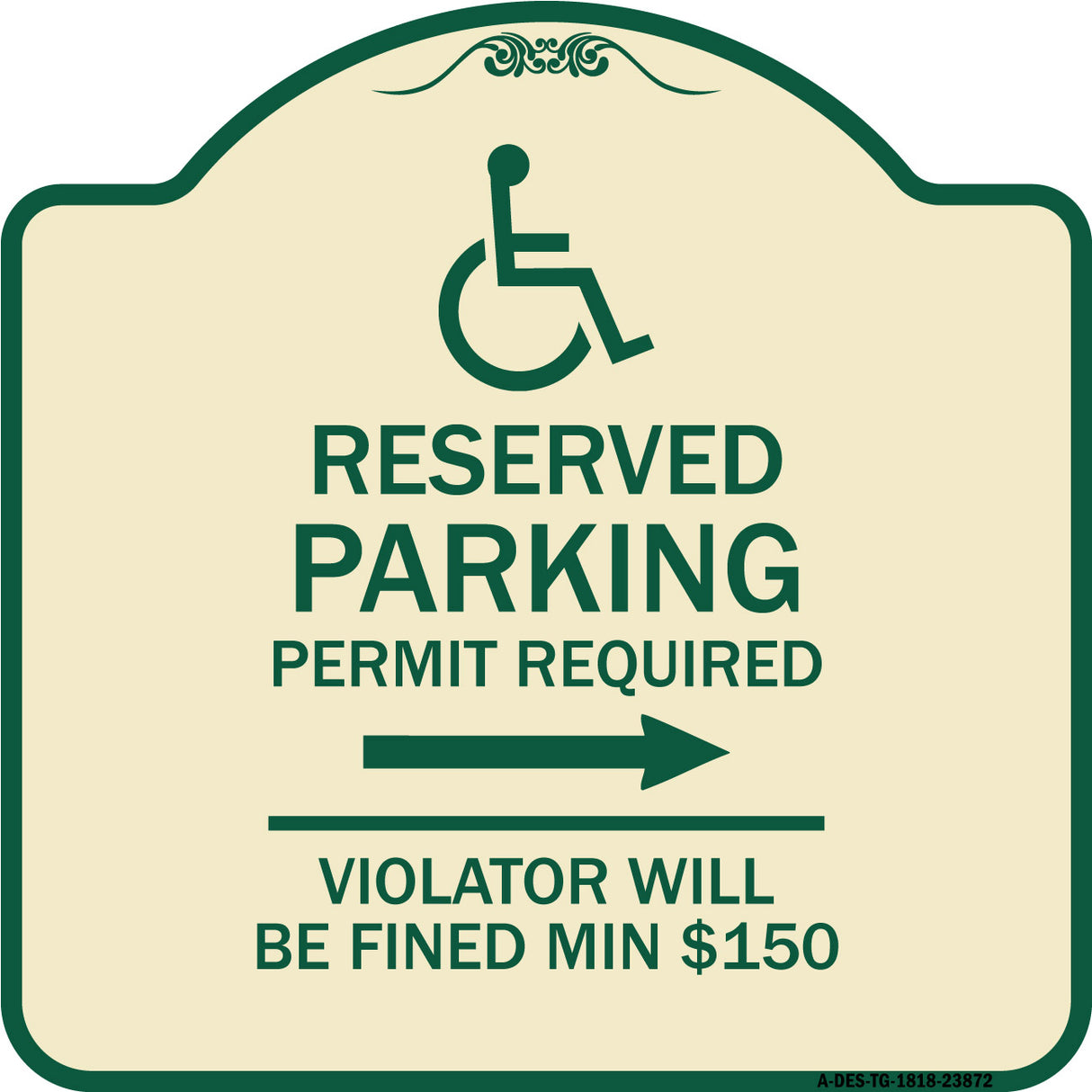 Modern Isa Symbol) Connecticut Reserved Parking Permit Required Violators Will Be Fined Min $150 (With Right Arrow)