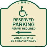 Modern Isa Symbol) Connecticut Reserved Parking Permit Required Violators Will Be Fined Min $150 (With Left Arrow)
