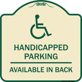 Handicapped Parking Available in Back with Graphic