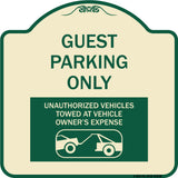 Guest Parking Only Unauthorized Vehicles Towed at Owner Expense with Graphic