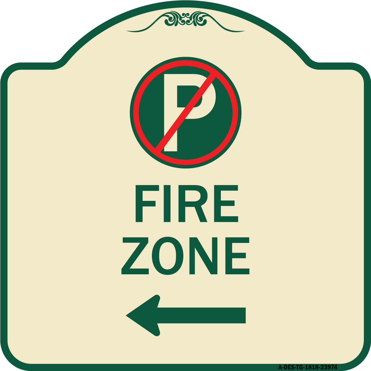 Fire Zone (No Parking Symbol and Left Arrow)