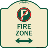 Fire Zone (No Parking Symbol and Arrow Pointing Left and Right)