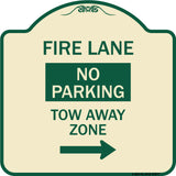 Fire Lane Tow-Away Zone with Right Arrow