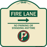 Fire Lane - No Parking or Standing Anytime (With No Parking Symbol and Right Arrow)