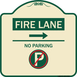 Fire Lane - No Parking (With No Parking Symbol and Right Arrow)