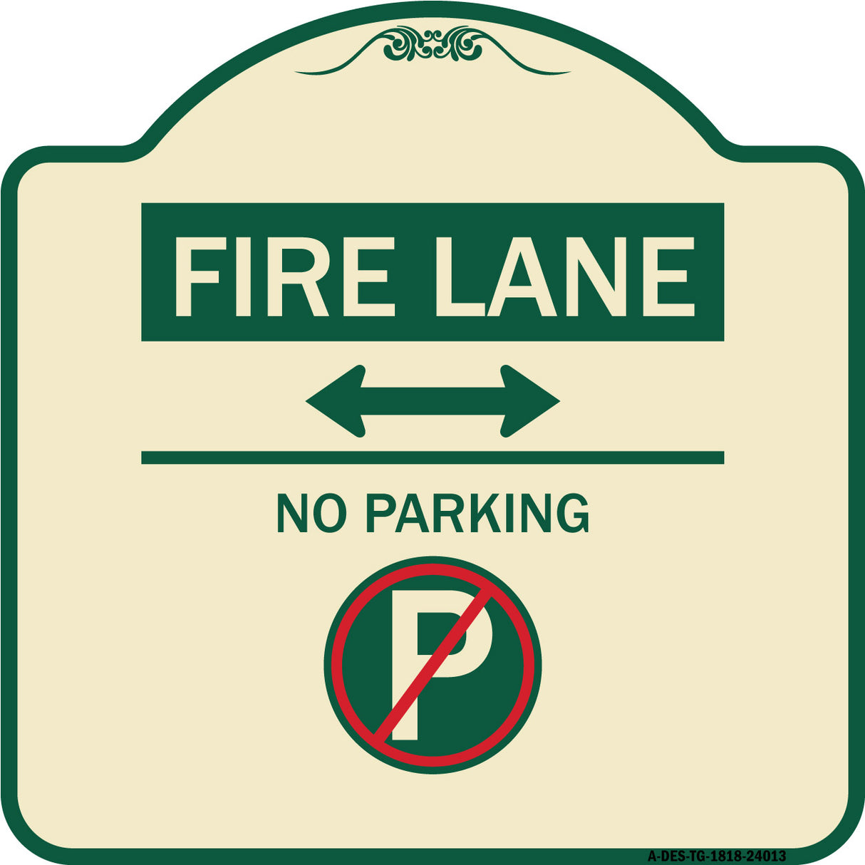 Fire Lane - No Parking (With No Parking Symbol and Bidirectional Arrow)