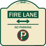 Fire Lane - No Parking (With No Parking Symbol and Bidirectional Arrow)