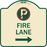 Fire Lane (No Parking Symbol and Right Arrow)
