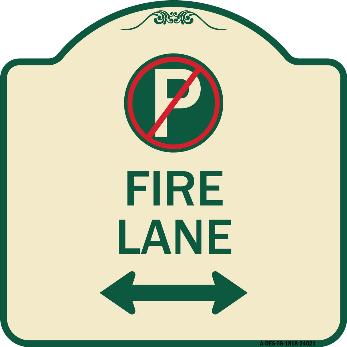 Fire Lane (No Parking Symbol and Arrow Pointing Left and Right)