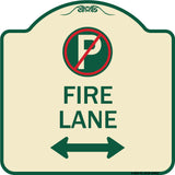 Fire Lane (No Parking Symbol and Arrow Pointing Left and Right)