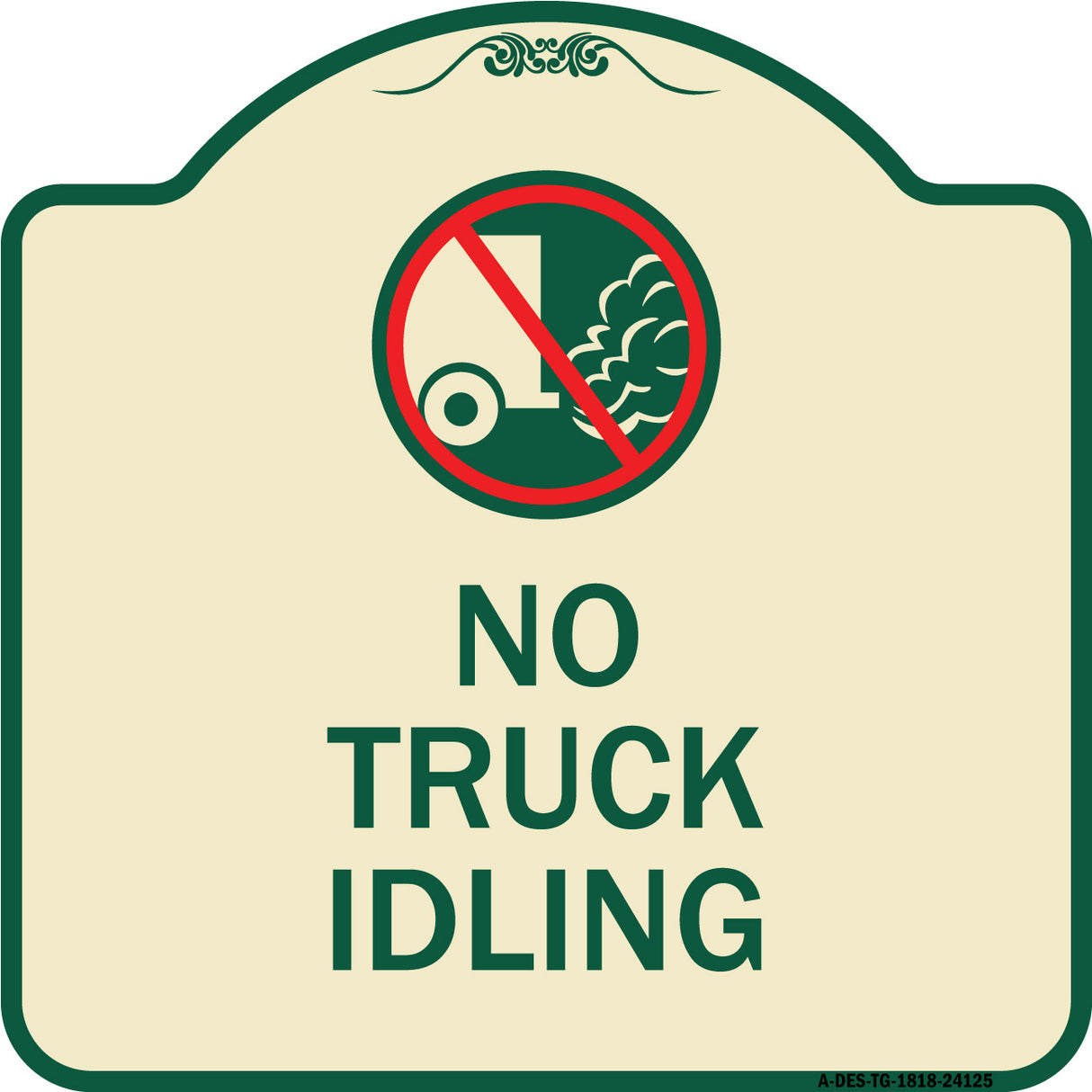 Driveway Sign No Truck Idling with Graphic