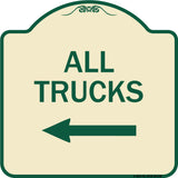 Driveway Sign All Trucks with Left Arrow