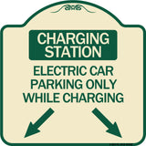 Charging Station Electric Car Parking Only While Charging with Left and Right Down Pointing Arrows