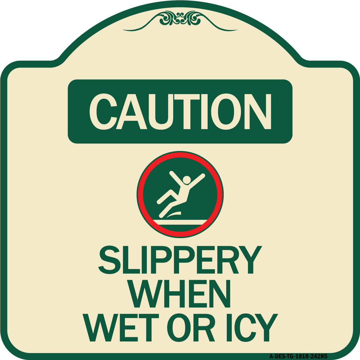 Caution - Slippery When Wet or Icy (With Graphic)