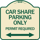 Car Share Parking Only Permit Required with Bidirectional Arrow