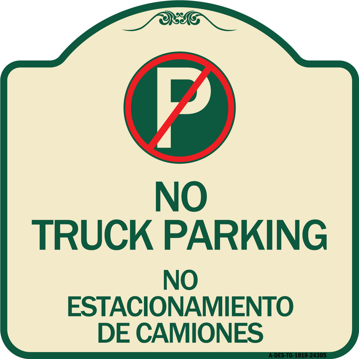 Bilingual No Parking Sign No Truck Parking No Estacionamiento De Camiones (With No Parking Symbol)