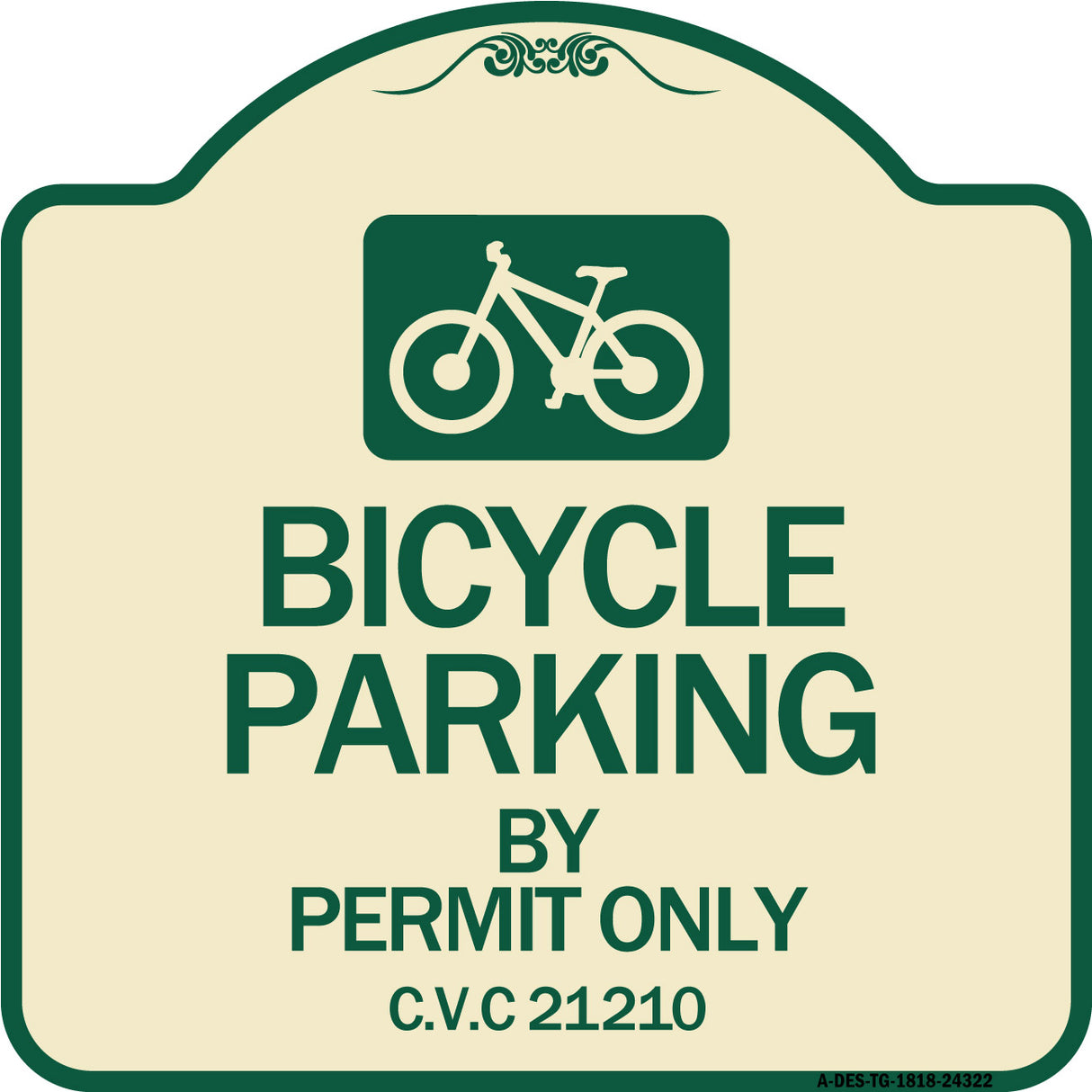 Bicycle Parking by Permit Only C.V.S. 21210 (With Bicycle Graphic)