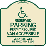 Connecticut Reserved Parking Permit Required Van Accessible Violators Will Be Fined Min $150 with Symbol