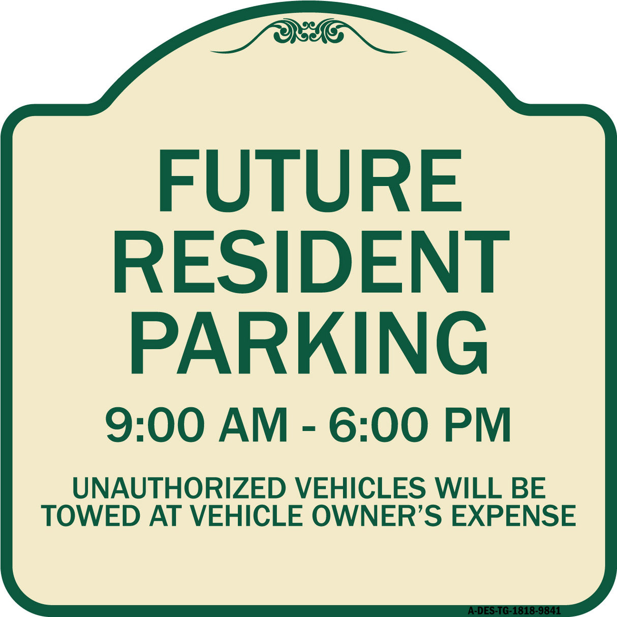Future Resident Parking 9:00 To 6:00