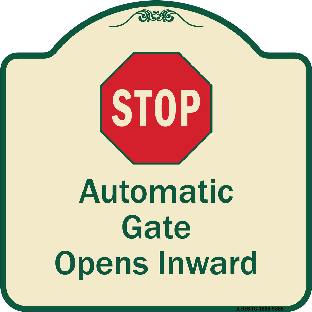 Stop, Automatic Gate, Opens Inward With Symbol