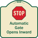 Stop, Automatic Gate, Opens Inward With Symbol