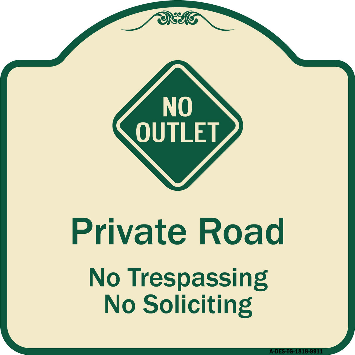 Private Road No Trespassing Or Soliciting With No Outlet Symbol