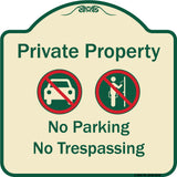 Private Property No Parking Or Trespassing With Symbols