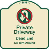 Private Driveway Dead End No Turn Around With Symbol