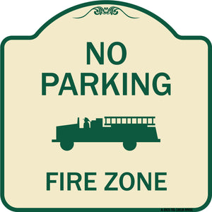 No Parking, Fire Zone With Fire Truck Graphic