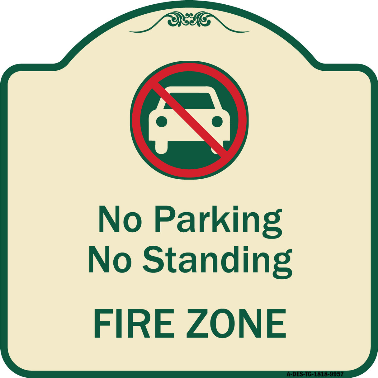 No Parking Or Standing, Fire Zone With Graphic