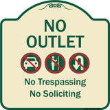 No Outlet No Trespassing Or Soliciting With No Car And No U-turn Symbols