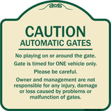 Caution Automatic Gates No Playing Gate Is Timed For One Vehicle Management Not Responsible
