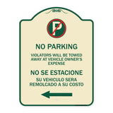 Violators Will Be Towed Away at Vehicle Owners Expense With Symbol No Se Extacione Su Vehiculo Sera Remolcado a Costa Suyo