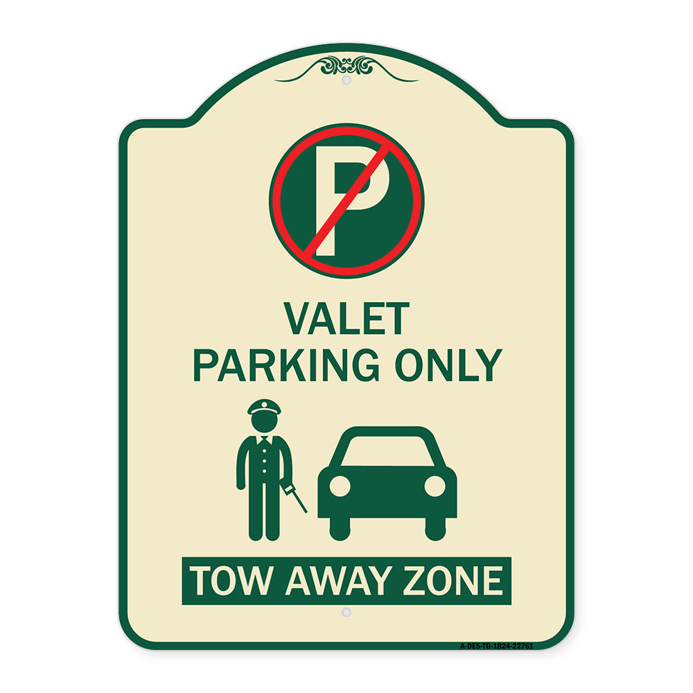 Valet Parking Only Tow Away Zone with Car Graphic