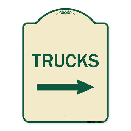 Trucks Sign Trucks (With Right Arrow)