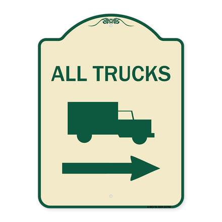 Trucks Sign All Trucks (With Truck Symbol & Right Arrow)