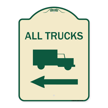 Trucks Sign All Trucks (With Truck Symbol & Left Arrow)