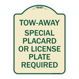 Tow-Away Special Placard or License Plate Required