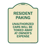 Tow Away Sign Resident Parking Unauthorized Cars Will Be Towed Away at Owner's Expense
