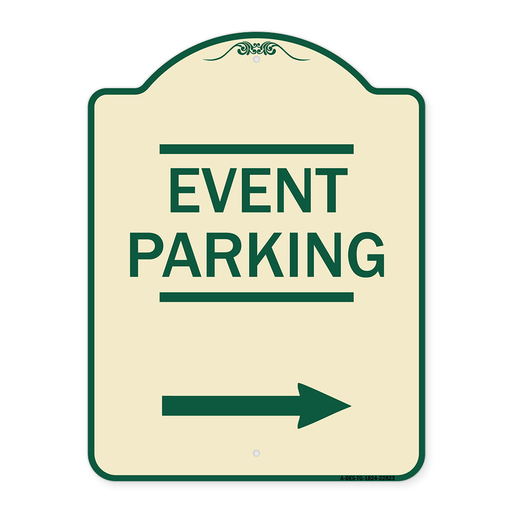 Thanks for Coming Turn Right for Exit Event Parking with Right Arrow