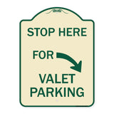 Stop Here for Valet Parking (Right Arrow)