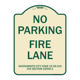 Sacramento No Parking Fire Lane Sign City Code 15.36.010 CVC Section 22500.1