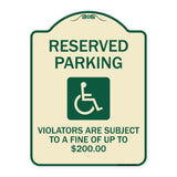 Reserved Parking - Violators Are Subject to A Fine of Up to $200 (Handicapped Symbol)