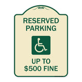 Reserved Parking Up to $500 Fine (Handicapped Symbol)