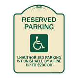 Reserved Parking Unauthorized Parking Is Punishable by A Fine Up to $200 (With Handicapped Graphic)