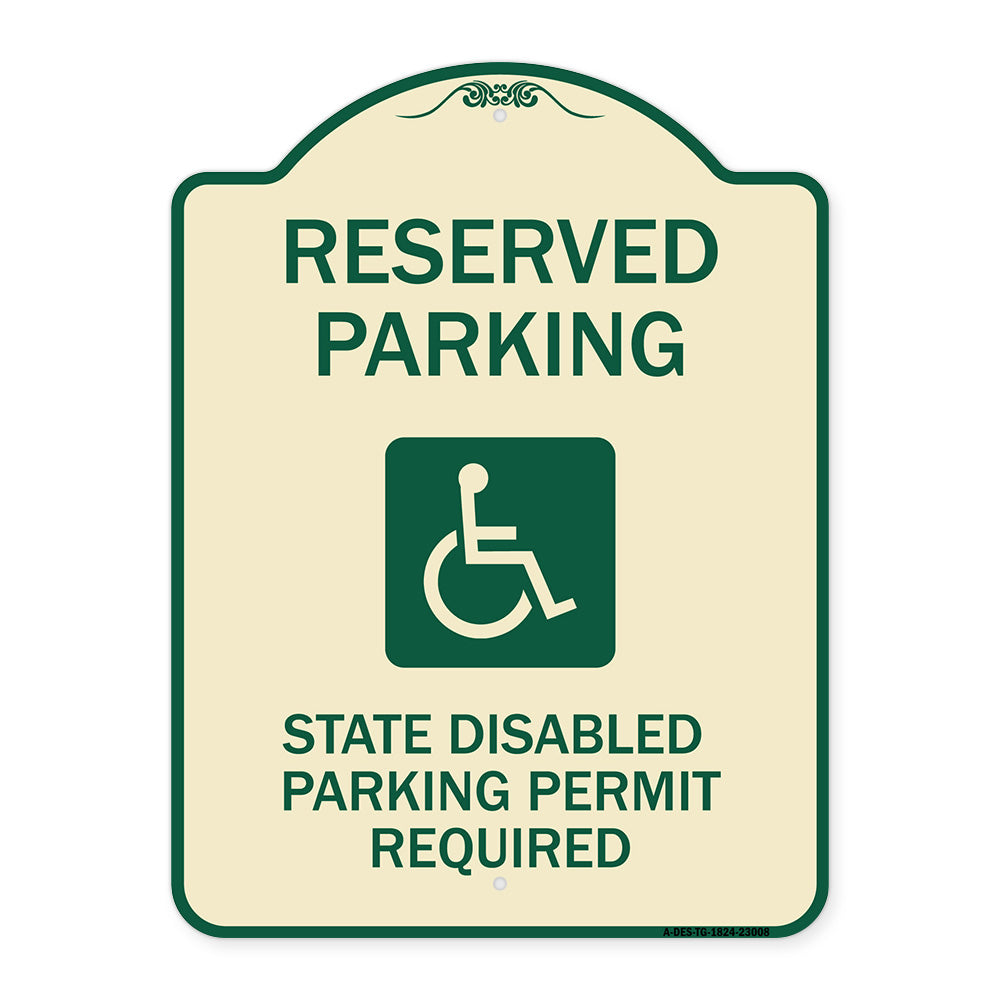 Reserved Parking State Disabled Parking Permit Required (Handicapped Symbol)