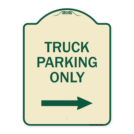 Reserved Parking Sign Truck Parking Only with Right Arrow