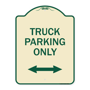 Reserved Parking Sign Truck Parking Only with Bidirectional Arrow