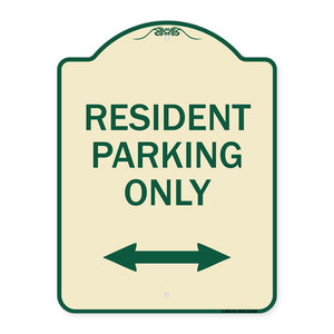 Reserved Parking Sign Resident Parking Only (With Bi-Directional Arrow)